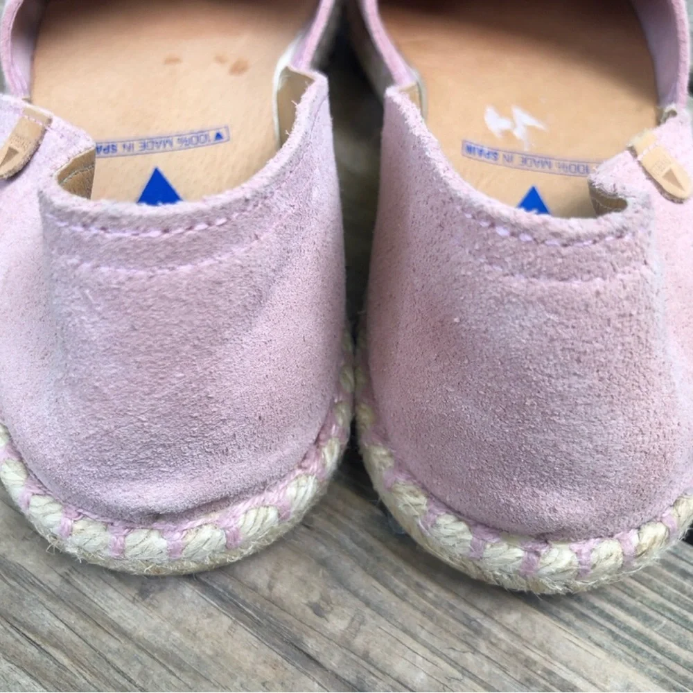 Verbenas Pink Leather Espadrille Flats. Size 38.